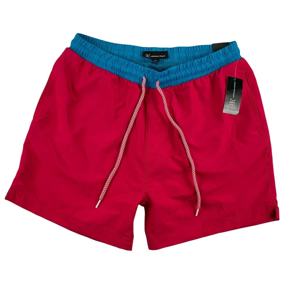 INC Mens Quick-Dry Liam Solid 5" Swim Trunks Pink M